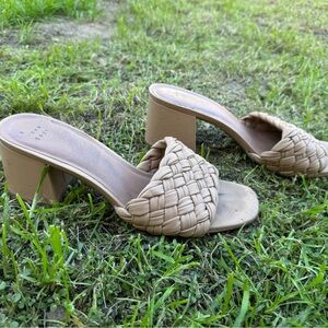 a new day Tan Braided Heeled Mules
